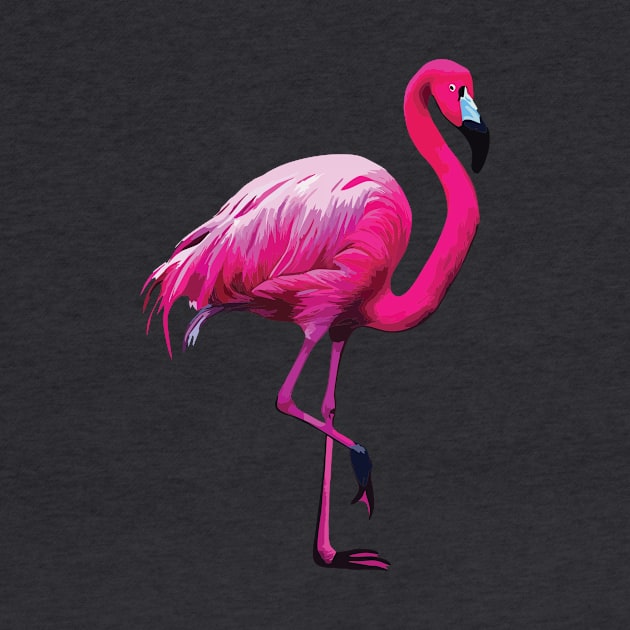 Pink Flamingo on Grey by Geminiartstudio